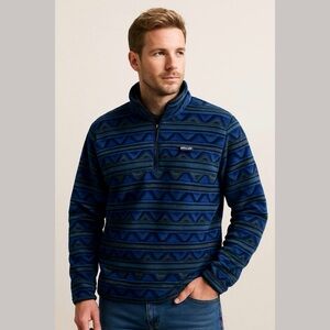 Patagonia RARE Vintage 1999 Synchilla Sweater Zip Up Delta: Mineral Blue Size XL